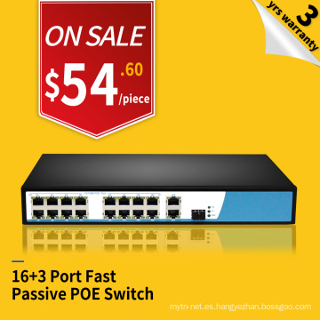 Flexible puerto 16 puertos pasivo poe interruptor 24v midspan poe solicitó CCTV